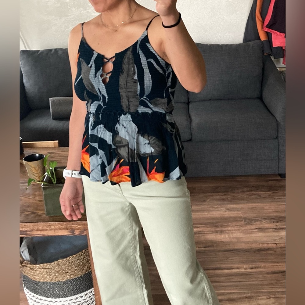 Patrons of Peace Floral Navy Top